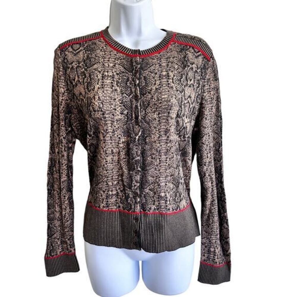 Aldo Martins Cardigan Sweater Sz 12 Wool Blend‎ Snakeskin print